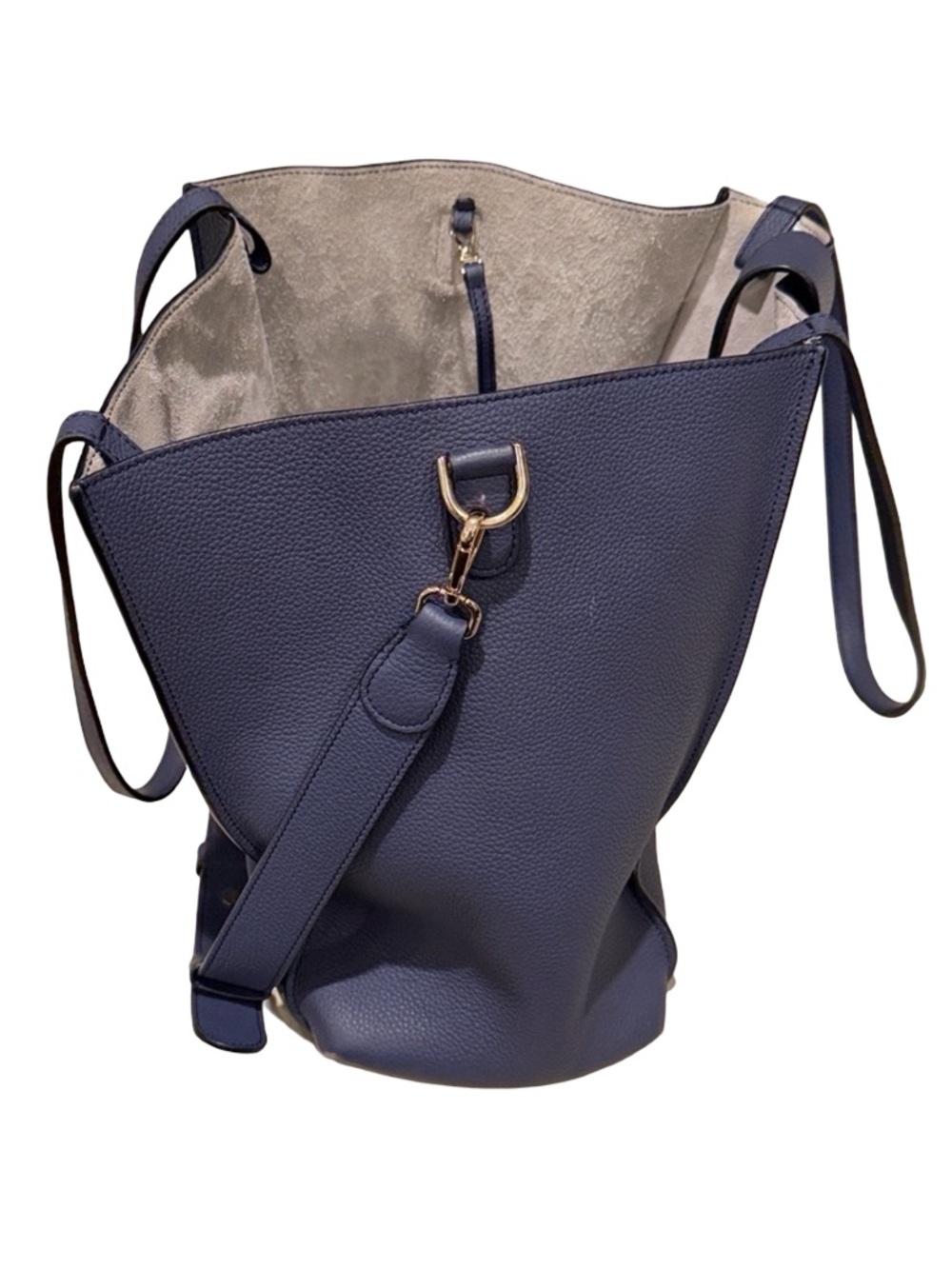 Tod’s Double T Ring Leather 2-Way Tote Bag Navy Blue - Picture 5 of 15